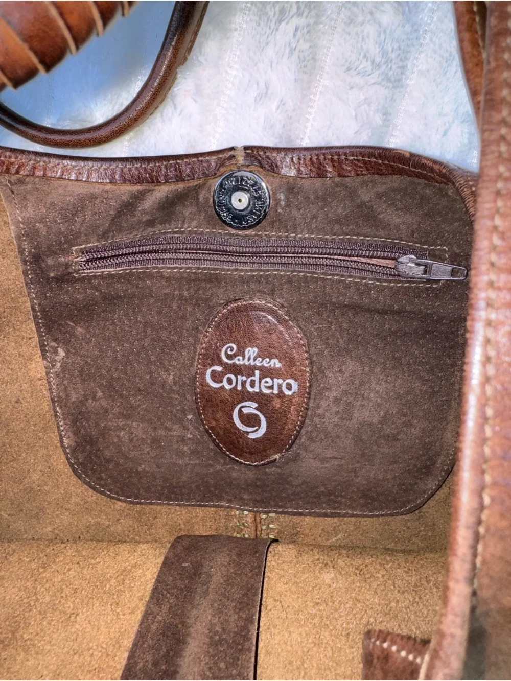 Calleen Cordero Studded Leather Hobo Handbag Purse Brown
